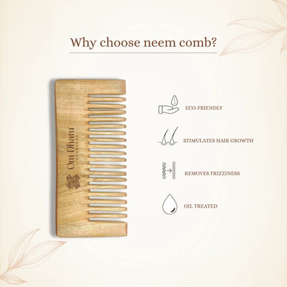 Omdhatu Pure Neem Wood Comb