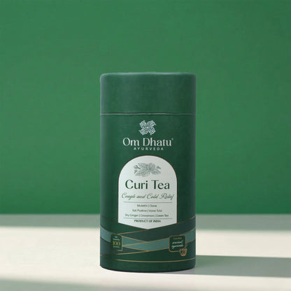 Loose-leaf of Omdhatu Curi Tea Can brewing allows the  high-quality spices (like Vana Tulsi and ginger) to infuse fully, ensuring your body gets the most out of every cup.