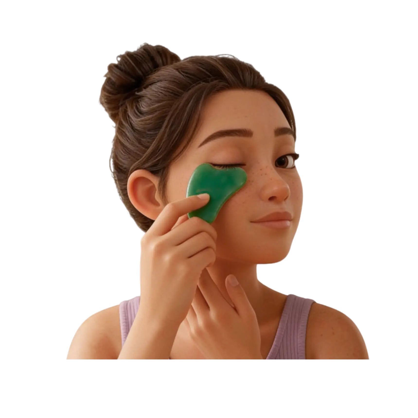 Glide under the eyes and along the brow bone carefully.